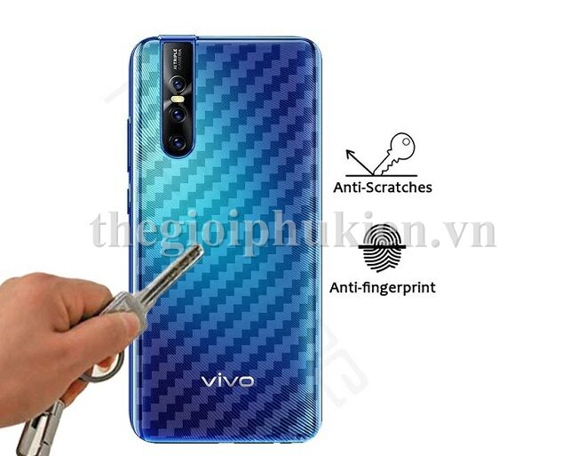 Miếng dán vân carbon, các bon mặt lưng cho Vivo V15