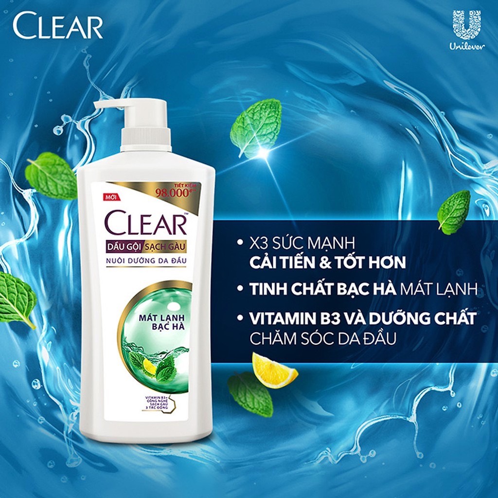 [HCM]DẦU GỘI CLEAR MÁT LẠNH BẠC HÀ