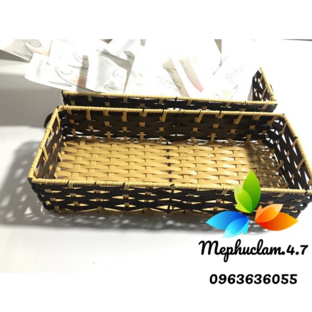 Khay nhựa giả mây 10x25x5cm