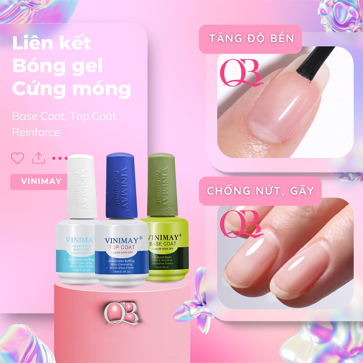 Sơn gel cứng móng liên kết top bóng Vinimay