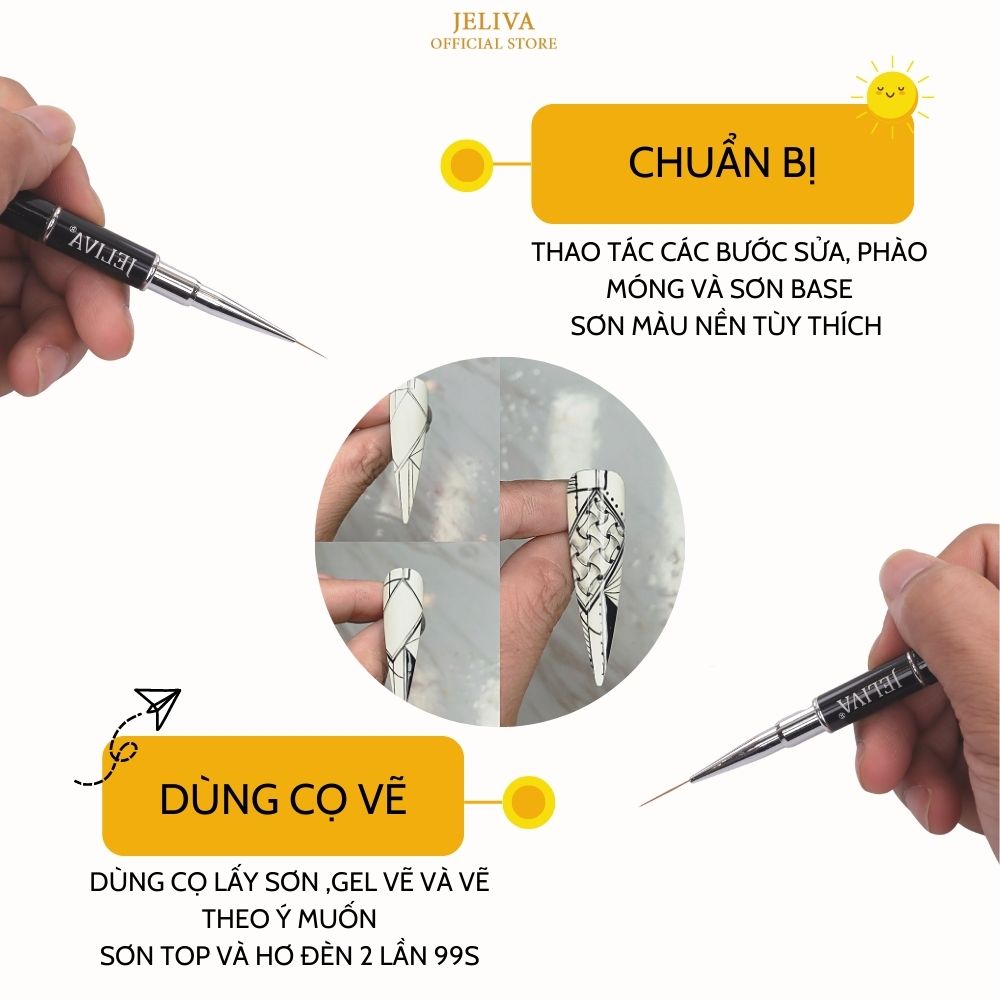 Cọ vẽ nét nail 2 đầu Jeliva