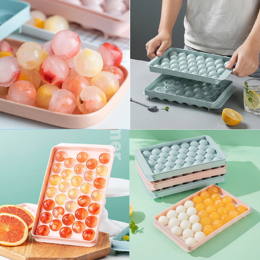 Khay làm đá bi tròn 33 viên có nắp đậy