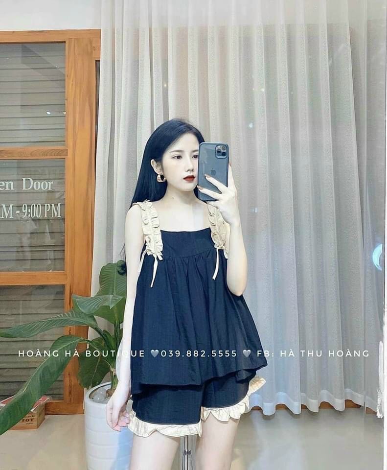 Bộ đồ bầu hè 2 dây chất đẹp mát ( ảnh thật phía sau)