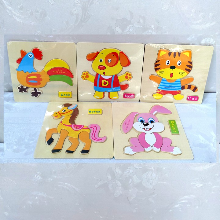 Đồ play reverse image, lightning 10 table simple jigsaw, wood floating lovely, đồ toys for baby 18 tháng_MẪU 1