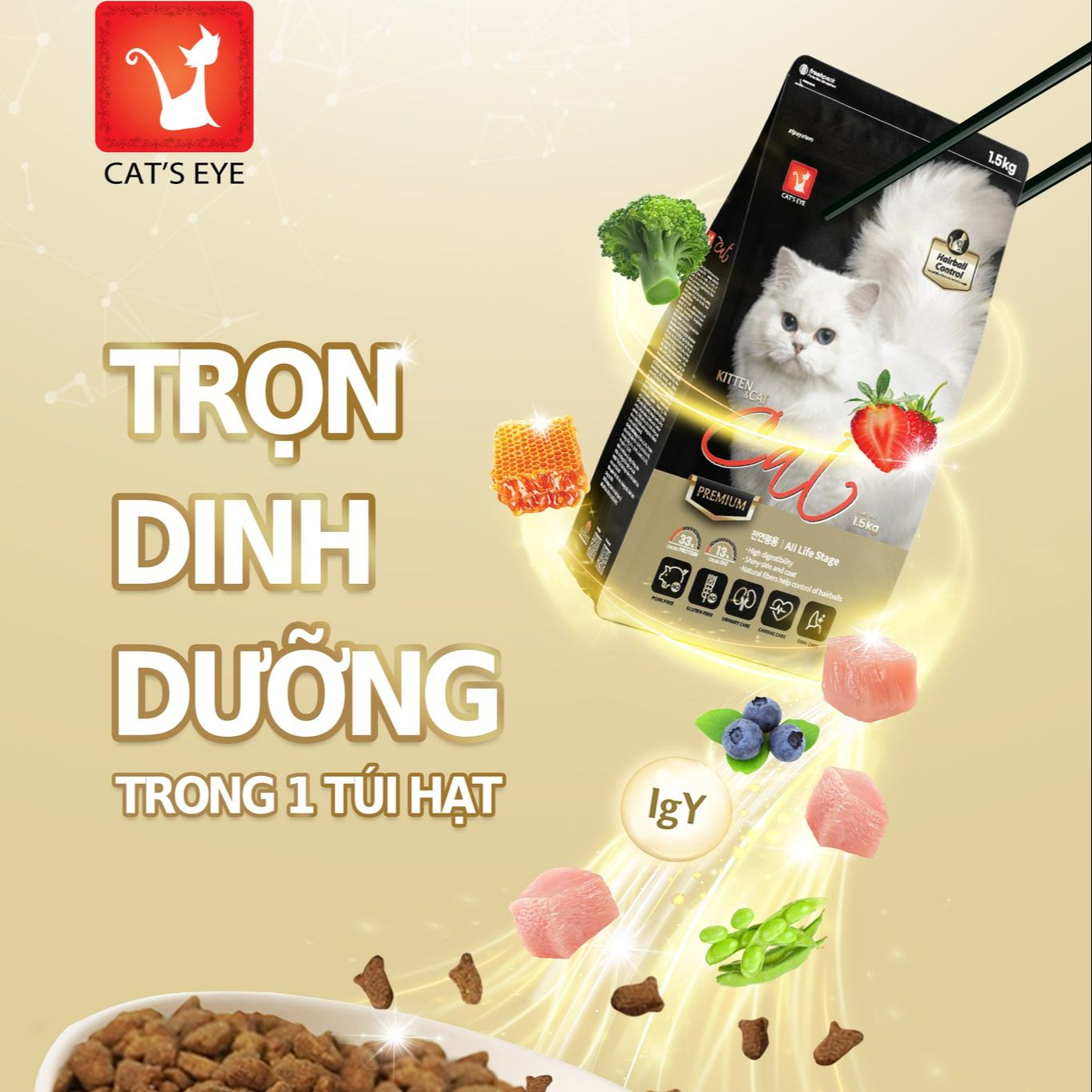 Thức Ăn Hạt Cat's Eye Premium Dành Cho Mèo Mọi Lứa Tuổi