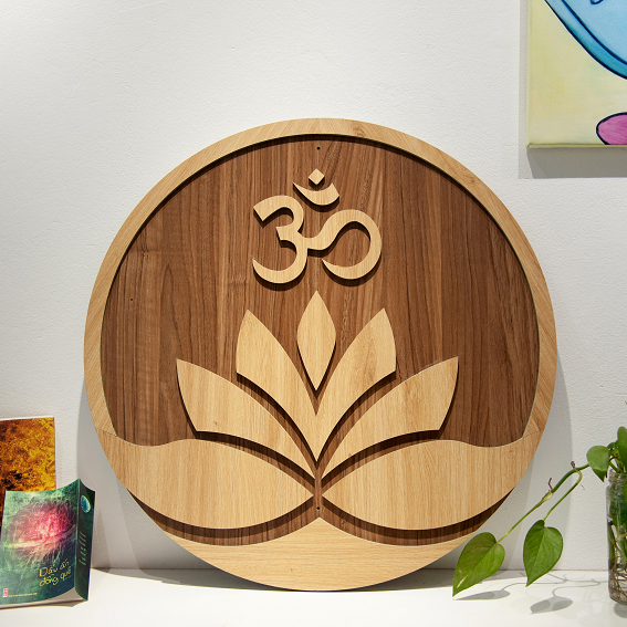 Tranh Gỗ Tròn - Tranh Phòng Tập Yoga - Trang Trí Treo Tường Decor Góc Nhà Gỗ