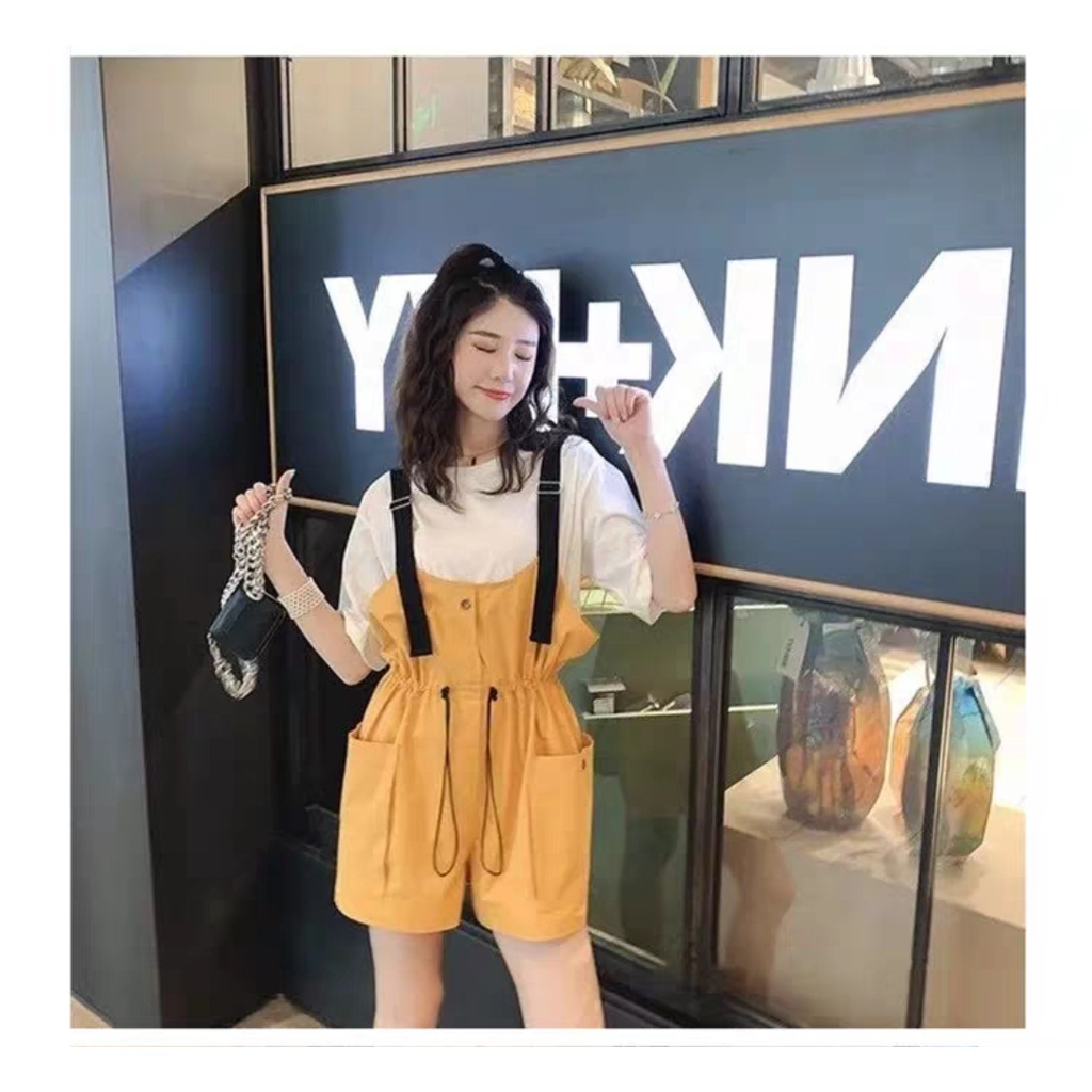 Quần Yếm Nữ Kaki Có Dây Thắt eo