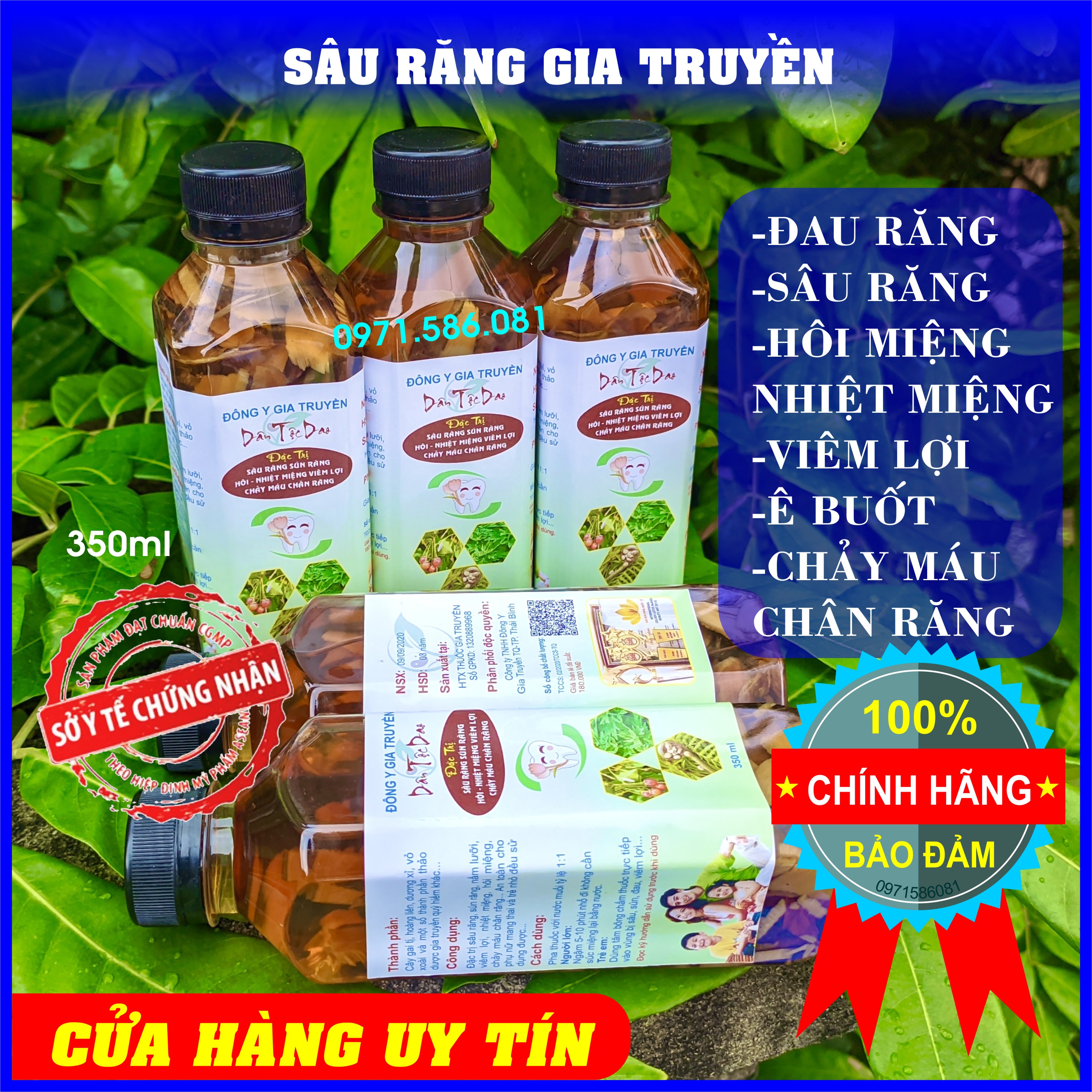Nước Súc Miệng Trị Hôi Miệng. Thảo Dược 100%. Trị Sâu Răng, Nhiệt Miệng, Viêm Lợi, Viêm Họng, Tụt Lợi, Chảy Máu Chân Răng.