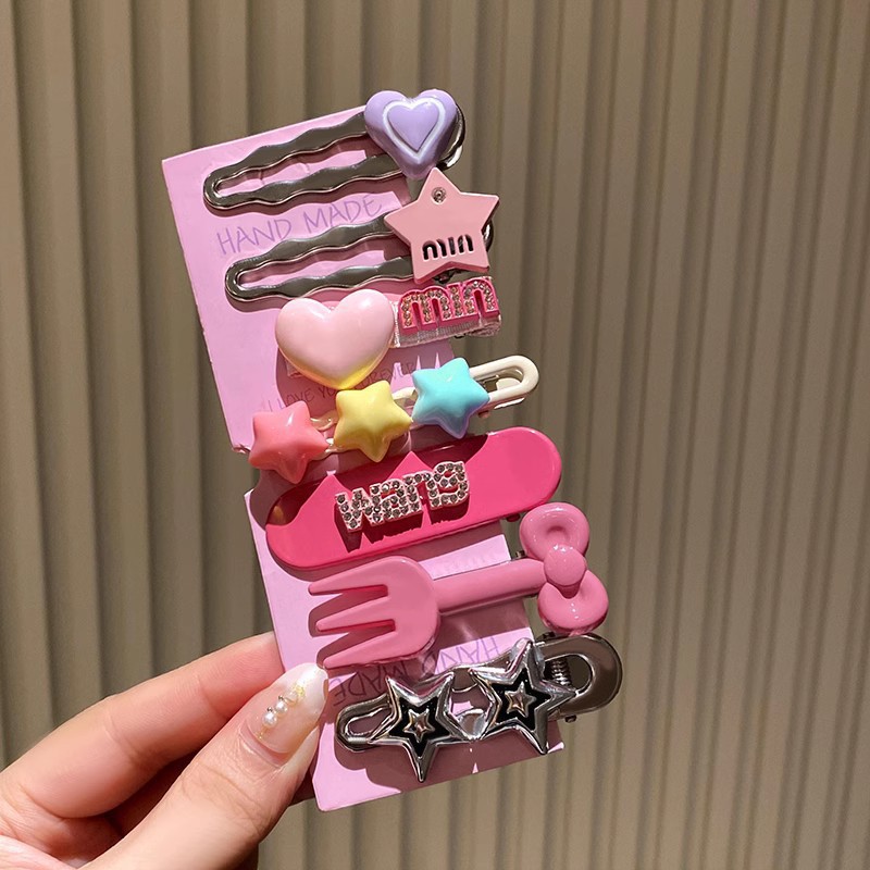 Set 7 kẹp tóc Miu hồng Trendy phong cách Hàn quốc