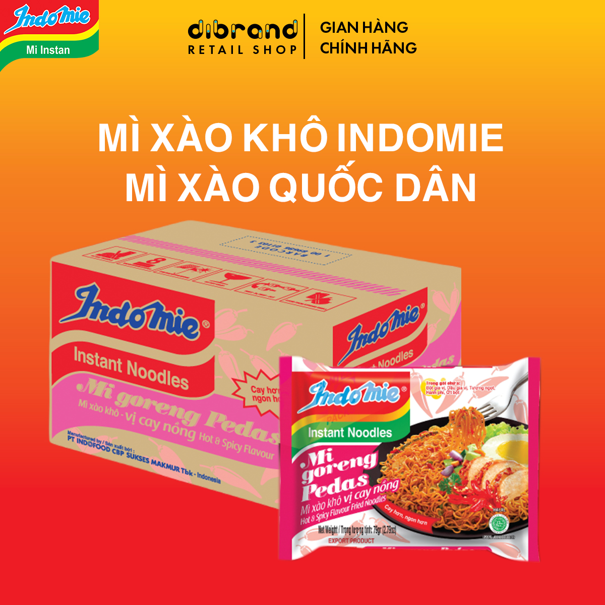 [HCM - GIÁ SỈ MÌ XÀO KHÔ INDOMIE] - Mì Goreng Pedas Vị Cay Nồng Indomie (79G X 40 Gói/Thùng)