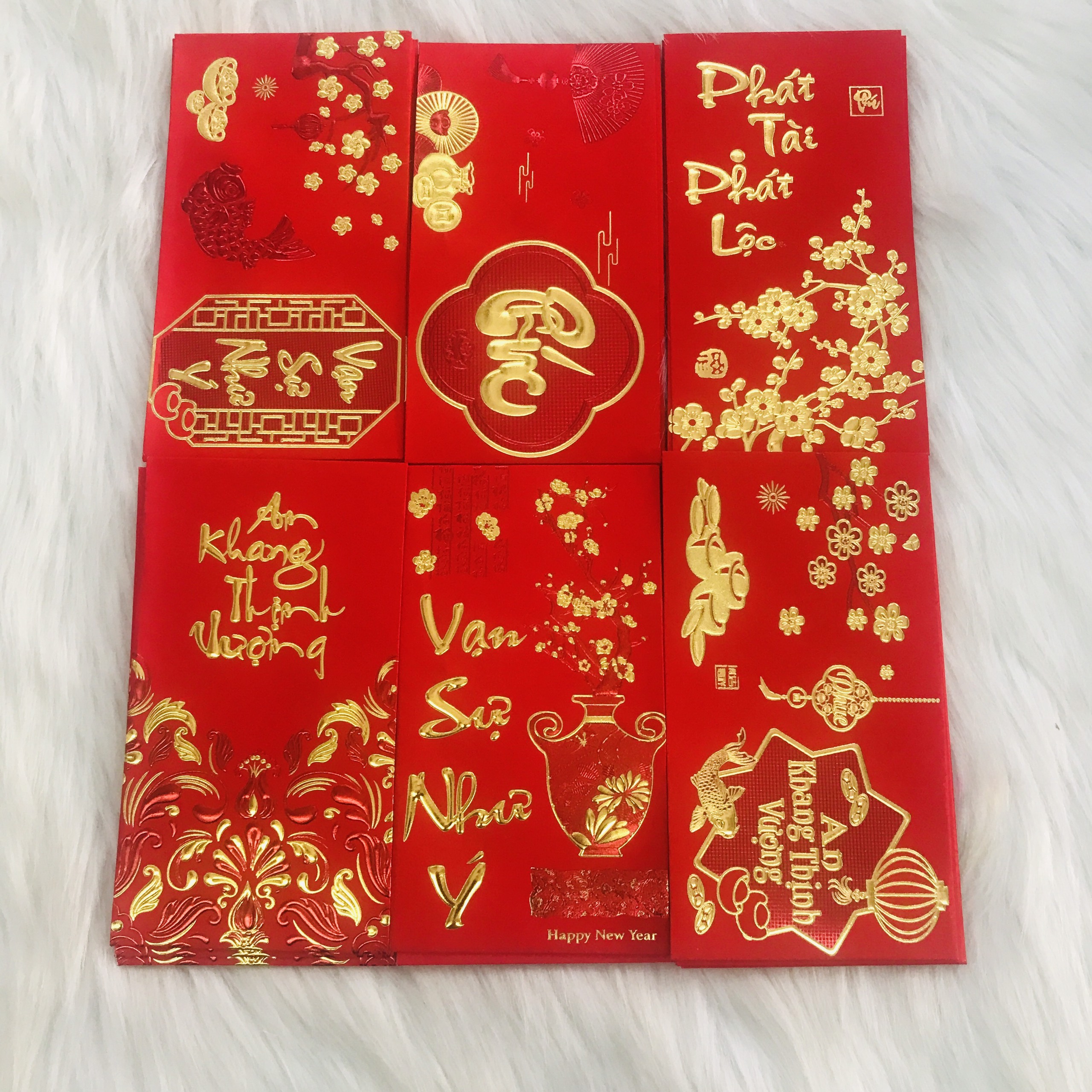 Bao lì xì combo 6 cái Phong bao 10 x18cm