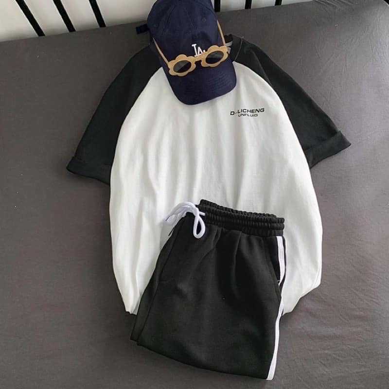 Sét bộ thể thao nam nữ unisex, sét bộ đùi phối màu, sét bộ đùi 3 sọc, sét bộ thể thao 3 sọc chất thun cotton thời trang hàn quốc, AMELIA, bộ thể thao ulzzang, bộ thể thao phối màu, bộ thể thao đùi, bộ ngắn nữ