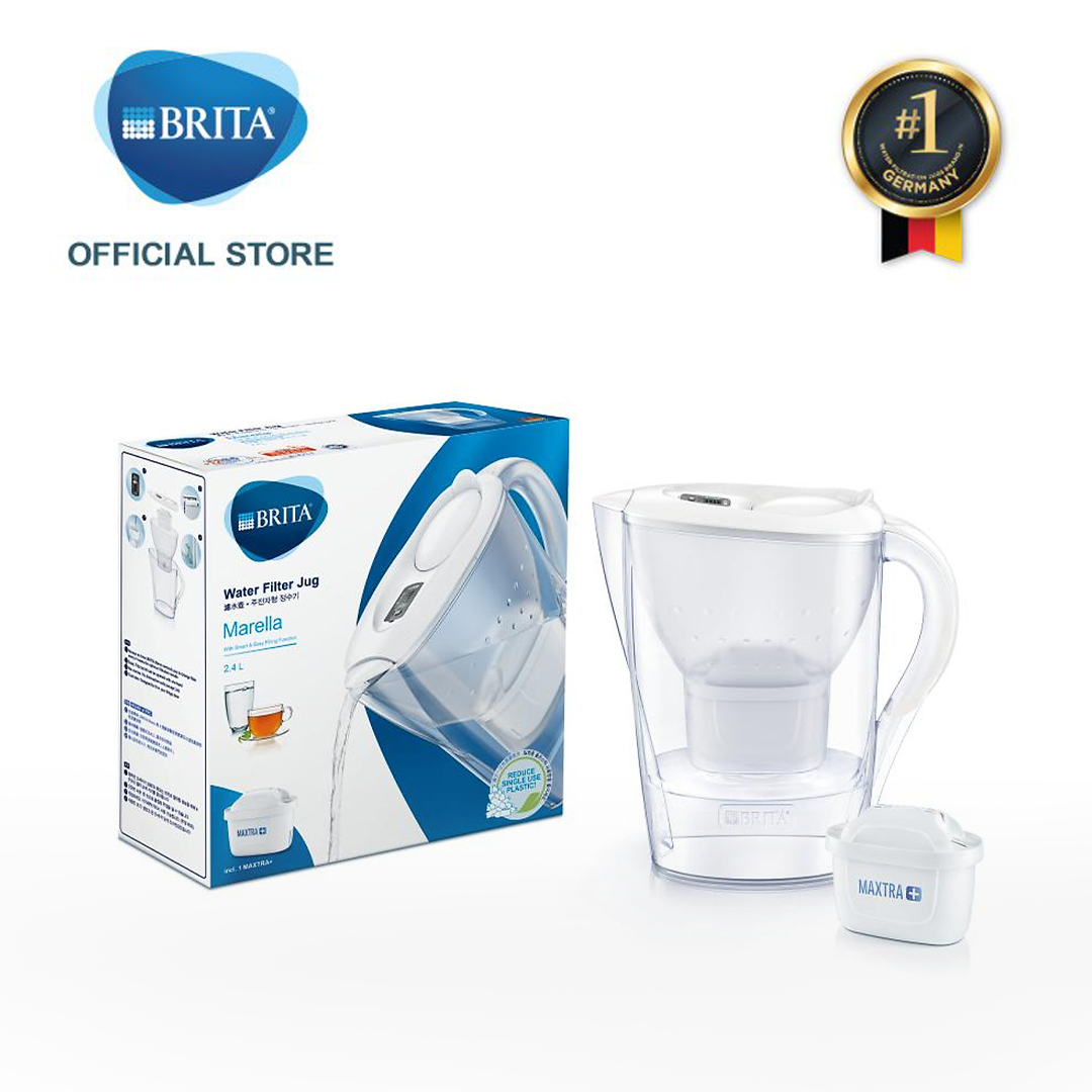 Bình lọc nước BRITA Marella Cool White 2.4L có sẵn 1 lõi lọc Maxtra Plus -