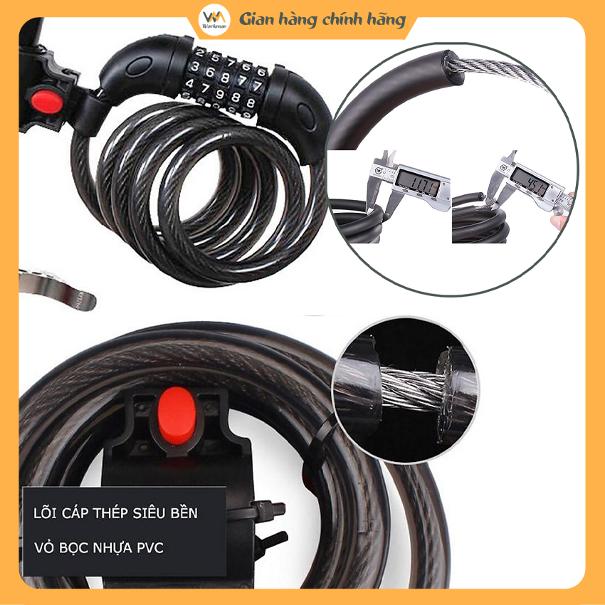 Khóa xe đạp, khóa dây 5 số chống trộm
