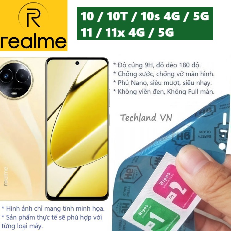 Cường Lực Phủ Nano Realme 10 / 11 / 10T / 10s / 11x 4G / 5G - Trong Suốt, Không Full Màn, Không Viền Đen