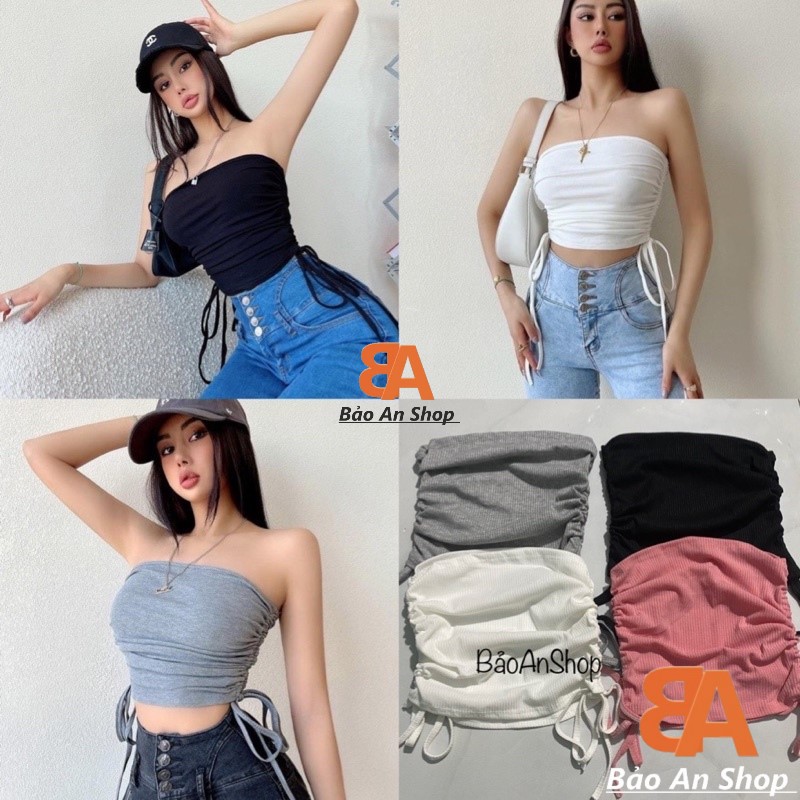 Áo ống nữ body rút dây 2 bên croptop