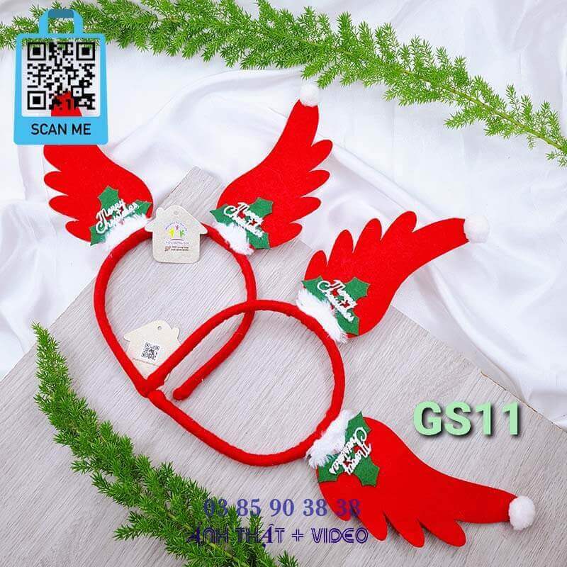 Cài tóc Noel nam nữ, băng đô Giáng Sinh trẻ em, phụ kiện tóc cánh bay Merry Christmas - thương hiệu Vợ Chồng Tôi