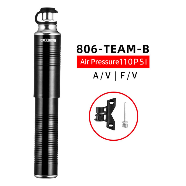 ROCKBROS Bicycle Pump With Pressure Gauge Mini 160PSI High Pressure Aluminum Alloy Pump Mountain Road Bike bicycle Hand Pump AV/FV Portable Air Pump