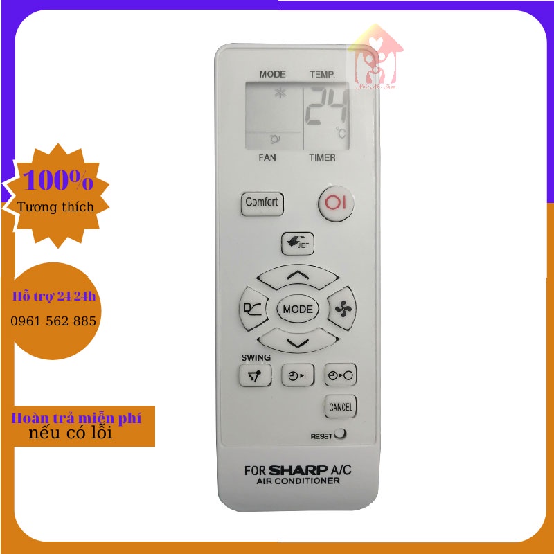 Điều khiển remote máy lạnh sharp crmc-a907jbez bảo hành đổi mới 1 tháng