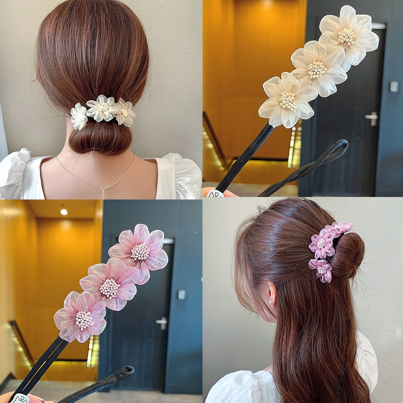 Dụng Cụ Hỗ Trợ Búi Tóc Hình Hoa Dành Cho Nữ, thanh búi tóc hình hoa tạo hình cho tóc