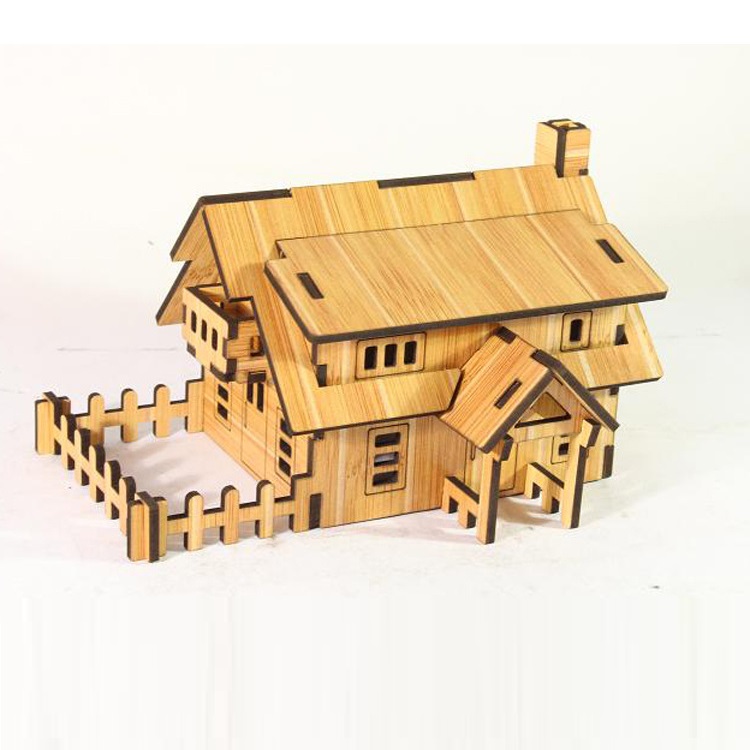 Đồ chơi lắp ráp gỗ 3D Mô hình Nhà gỗ Ranch House R-9105