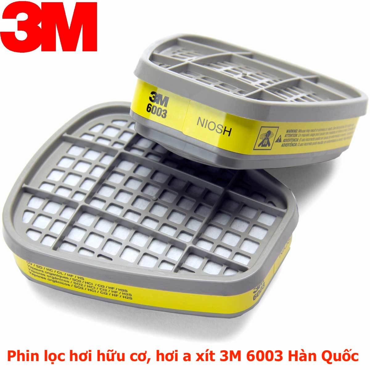 Phin lọc 3M 6003 lọc hơi hữu cơ hơi trong môi trường khí axit tương thích với các loại mặt nạ 3M 6100, 3M 6200, 3M 7501, 3M 7502, 3M 6800 hàng xuất sứ 3M Hàn Quốc