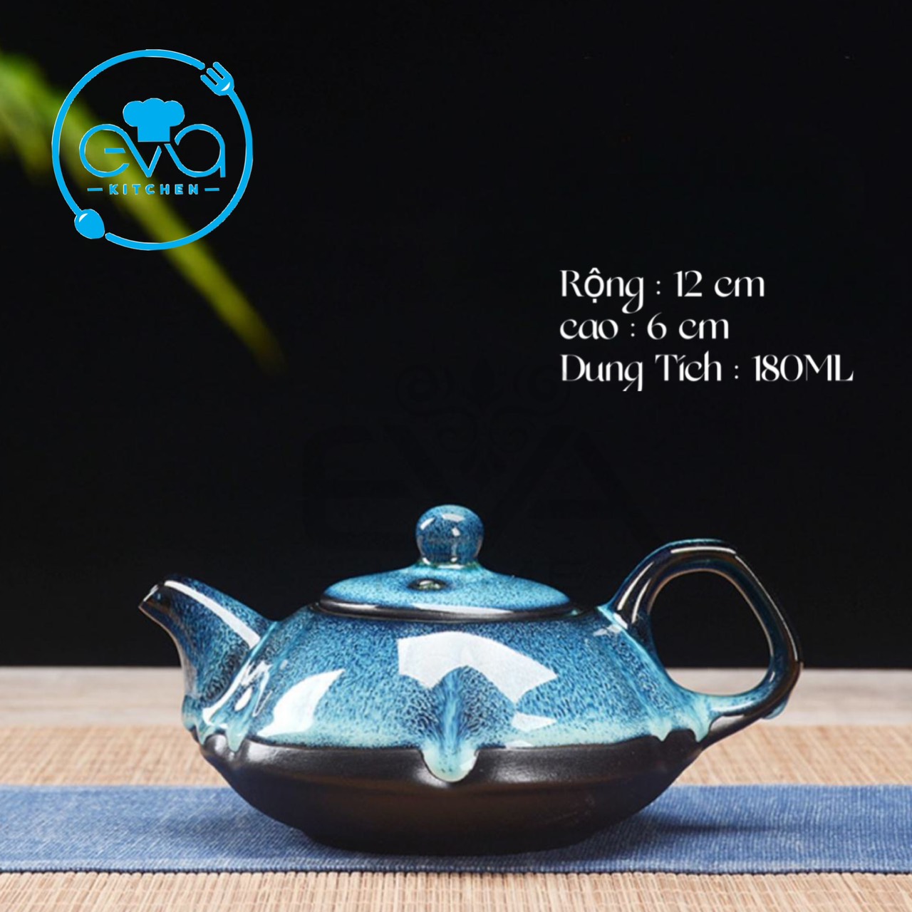 Bộ Ấm 6 Chén Pha Trà Men Xanh Thiên Mục Cao Cấp