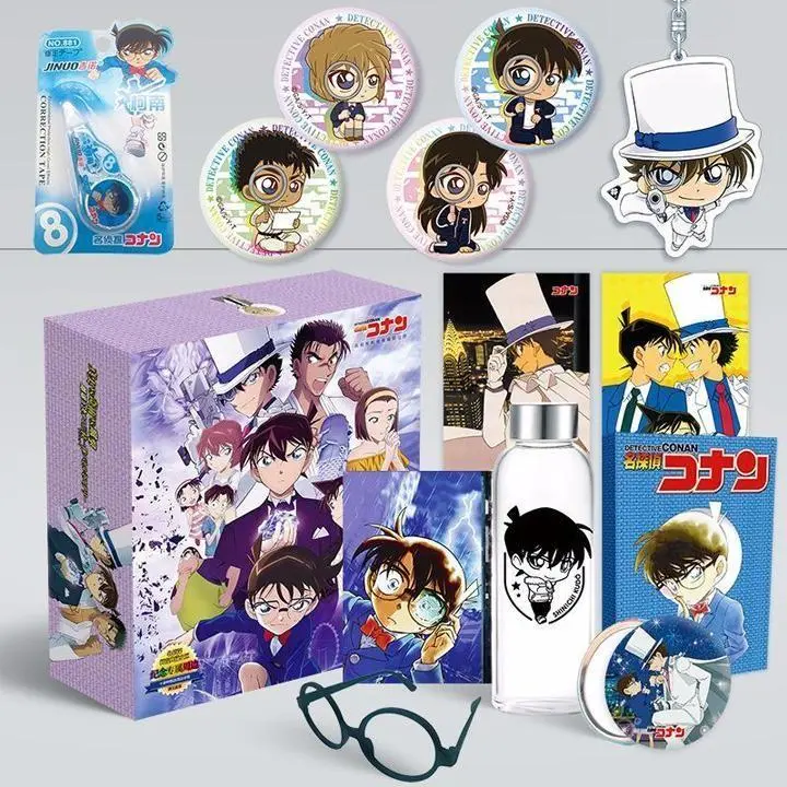 Hộp quà Anime Conan Thám tử lừng danh Detective hộp to có bookmark postcard huy hiệu ảnh dán ảnh thẻ poster