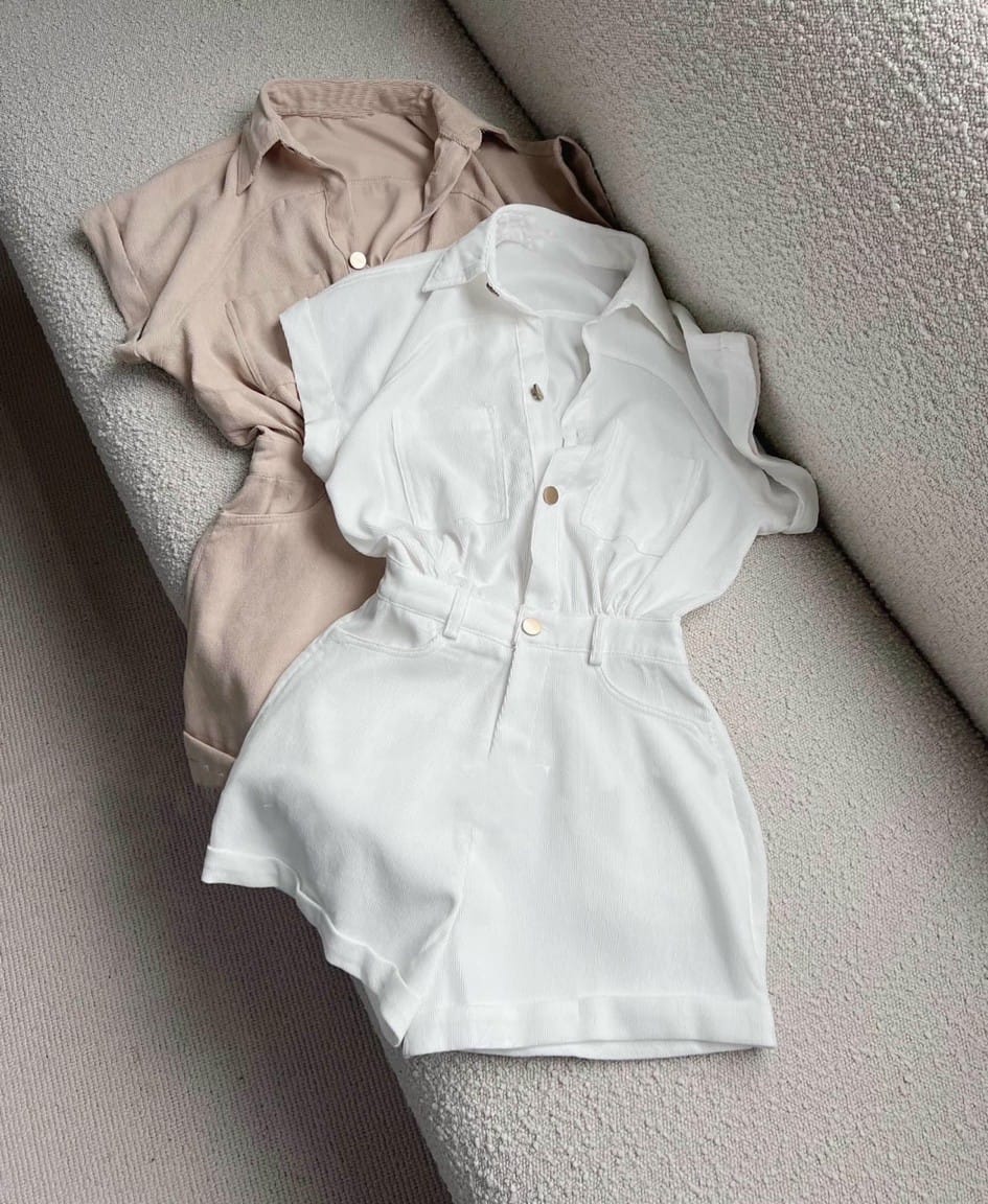 [HÀNG ĐẸP] Jumpsuit Sơ Mi Short Trơn 3 Màu