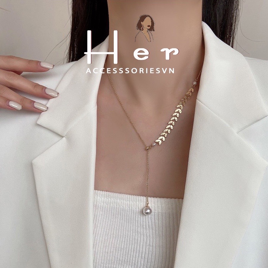 [ Quà Tặng Siêu Xinh ] Dây Chuyền, Vòng Cổ Dải Nguyệt Quế Thanh Lịch, Phong Cách Hàn Quốc, Her Accessories C19