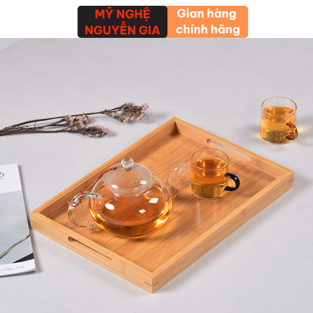 Khay gỗ tre decor đựng trà bưng bê đồ ăn đa năng