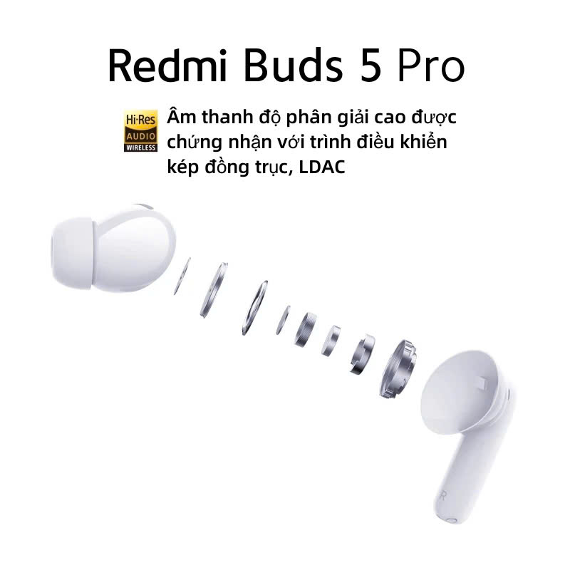 Tai nghe Bluetooth Redmi Buds 5 Pro | Chất âm HIFI cao cấp | Khử tiếng ồn 3MIC+AI | Thời lượng pin 38 giờ