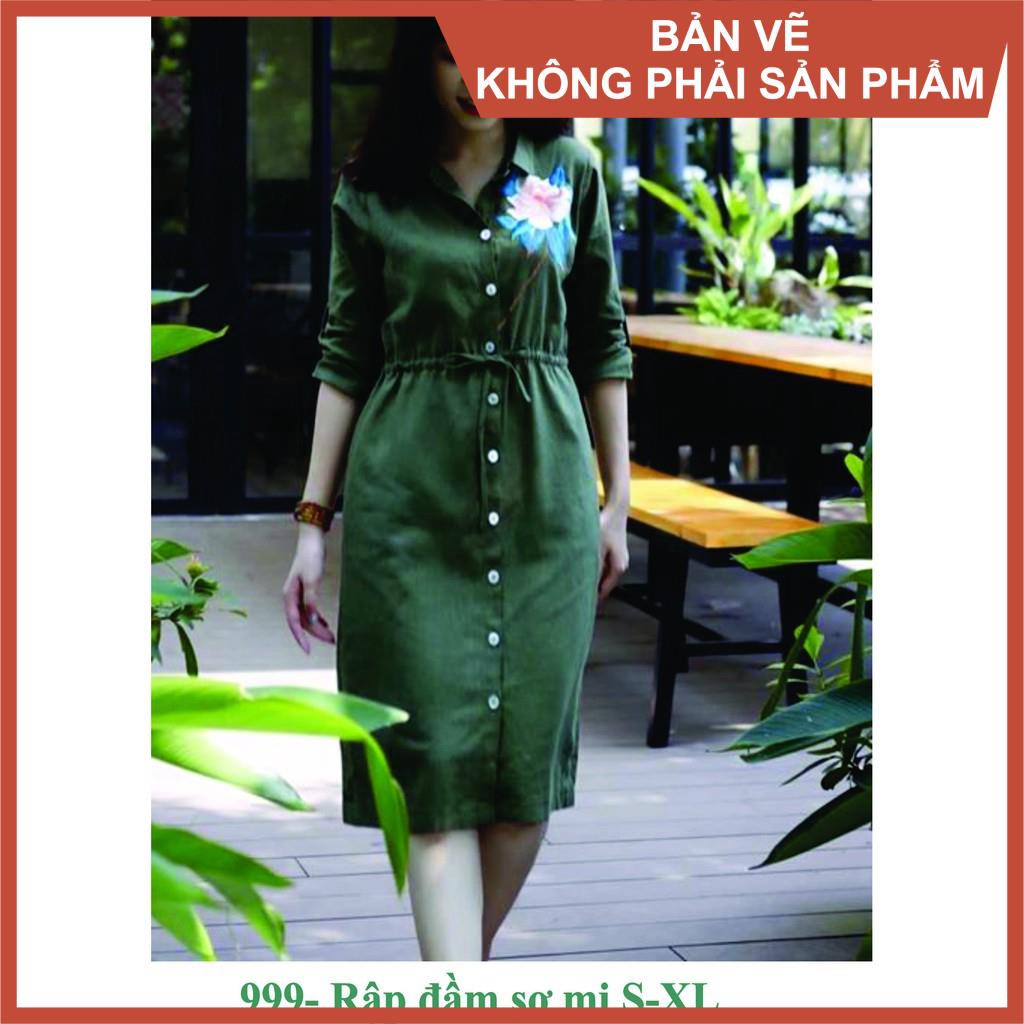Rập giấy đầm sơ mi mã 999 (BẢN VẼ)