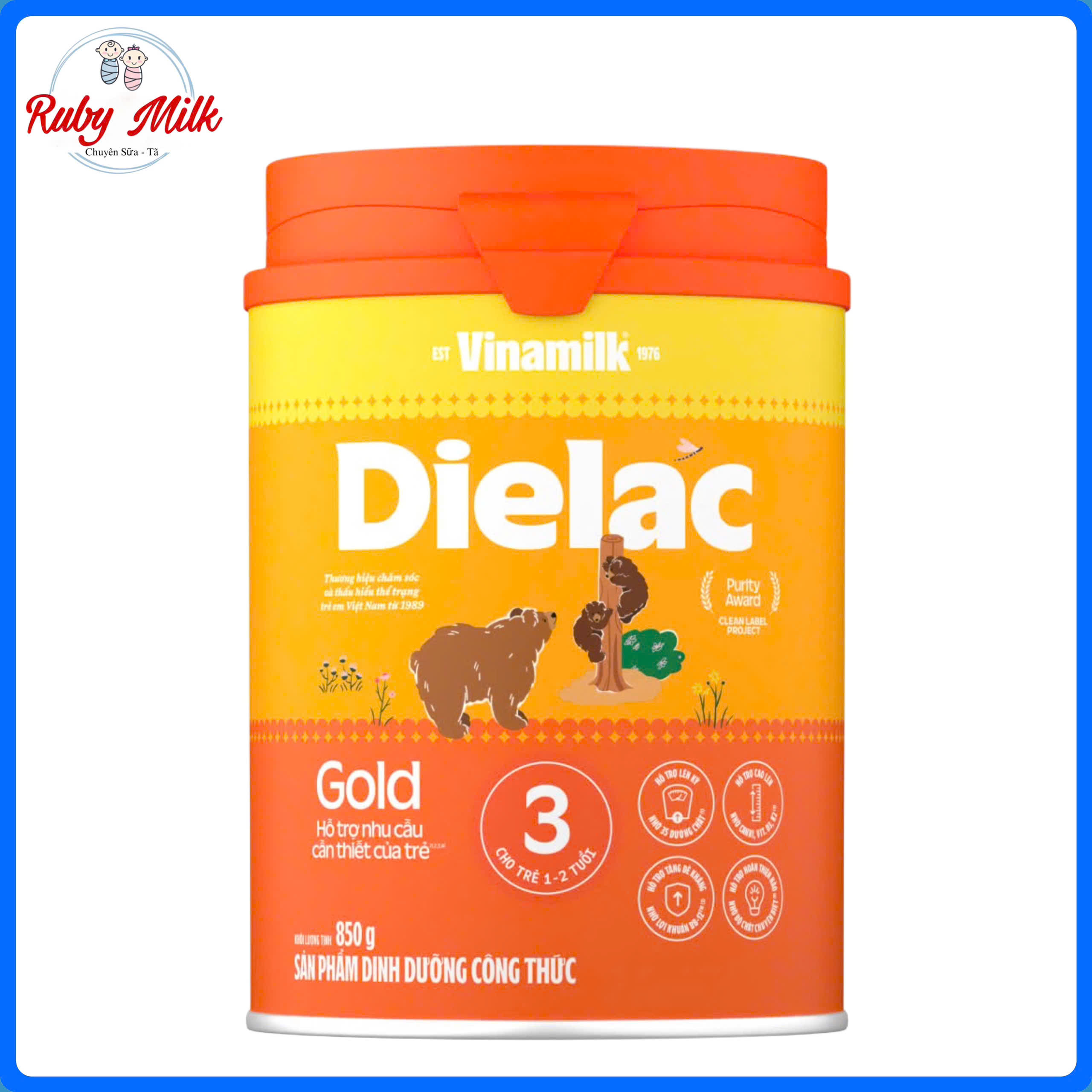 [Date 12.2026] Sữa bột Dielac Alpha Gold 3 Lon 850g (cho trẻ từ 1 - 2 tuổi)