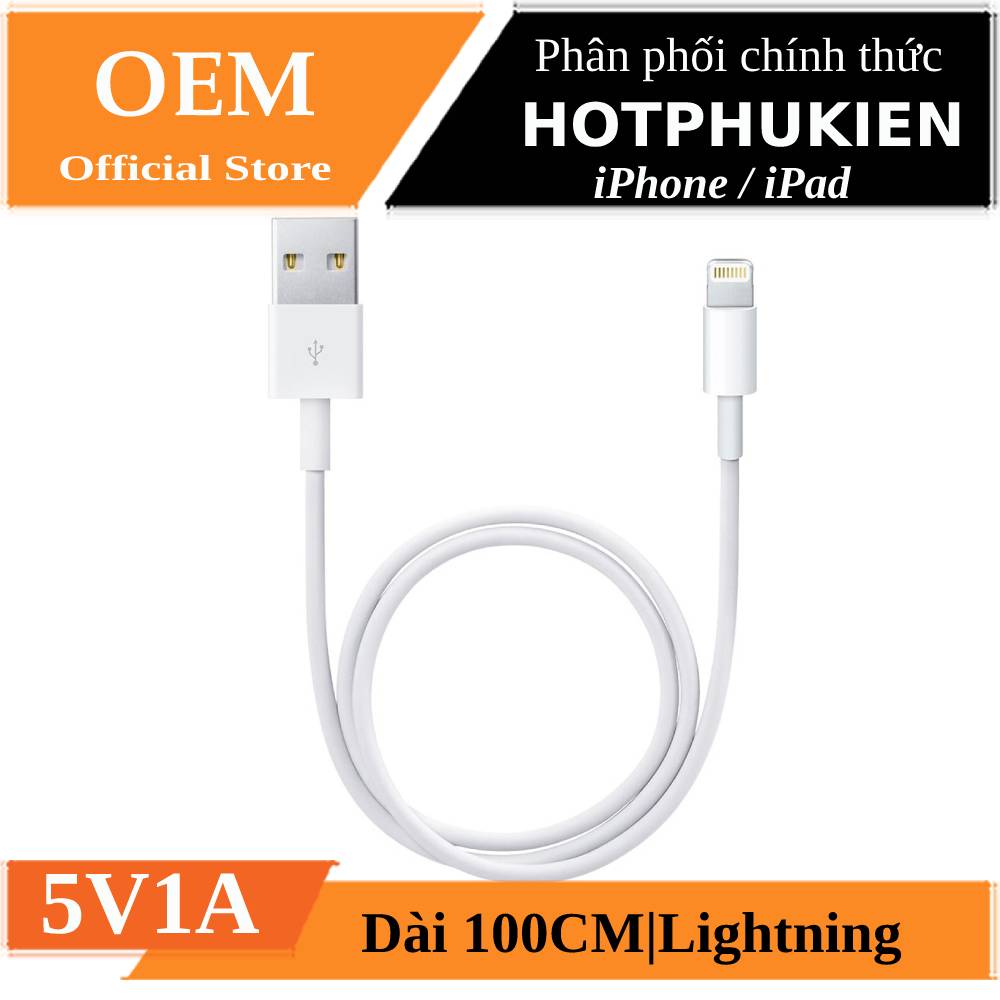 [HCM]Dây cáp sạc Lightning tiêu chuẩn cho iPhone / iPad dài 100CM hiệu HOTCASE (Bảo hành 03 tháng 1 đổi 1) - Phân phối bởi Hotphukien