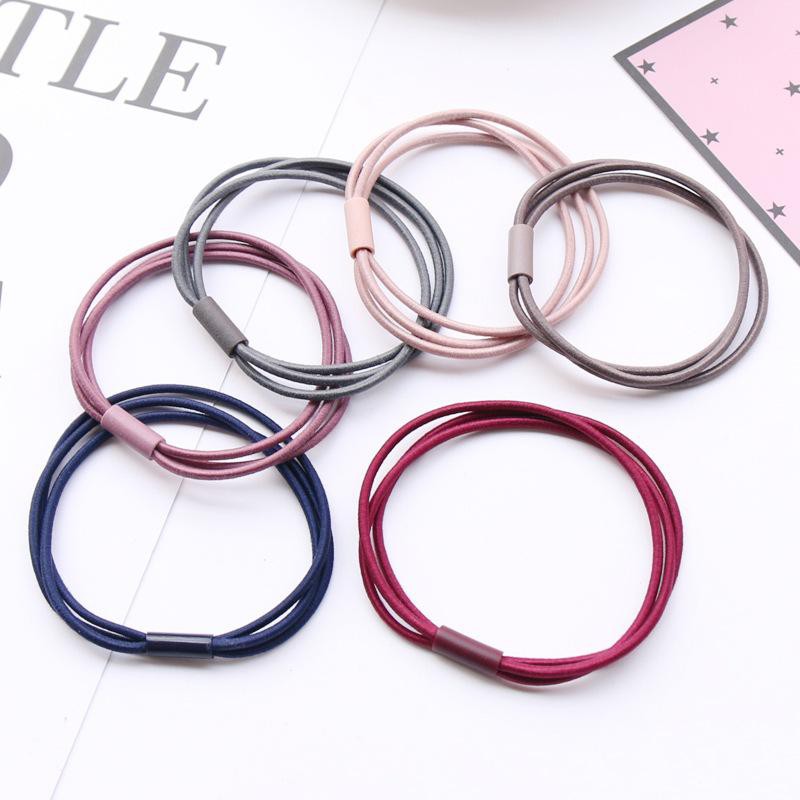 Set 10 dây buộc tóc, chun buộc tóc 3 sợi nhiều mầu siêu bền