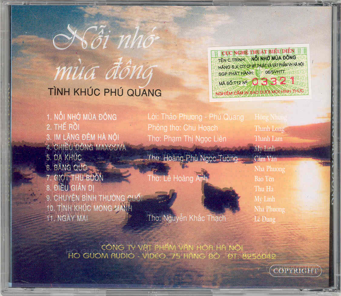 Bộ 6 đĩa CD nhạc tình khúc Phú Quang 1
