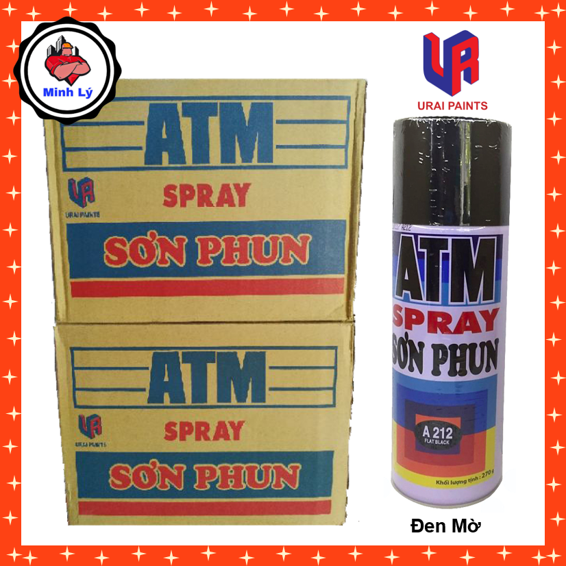 Sơn Phun Đen Mờ A 212 Đen Nhám ATM Spray Cao Cấp (400ml/chai)