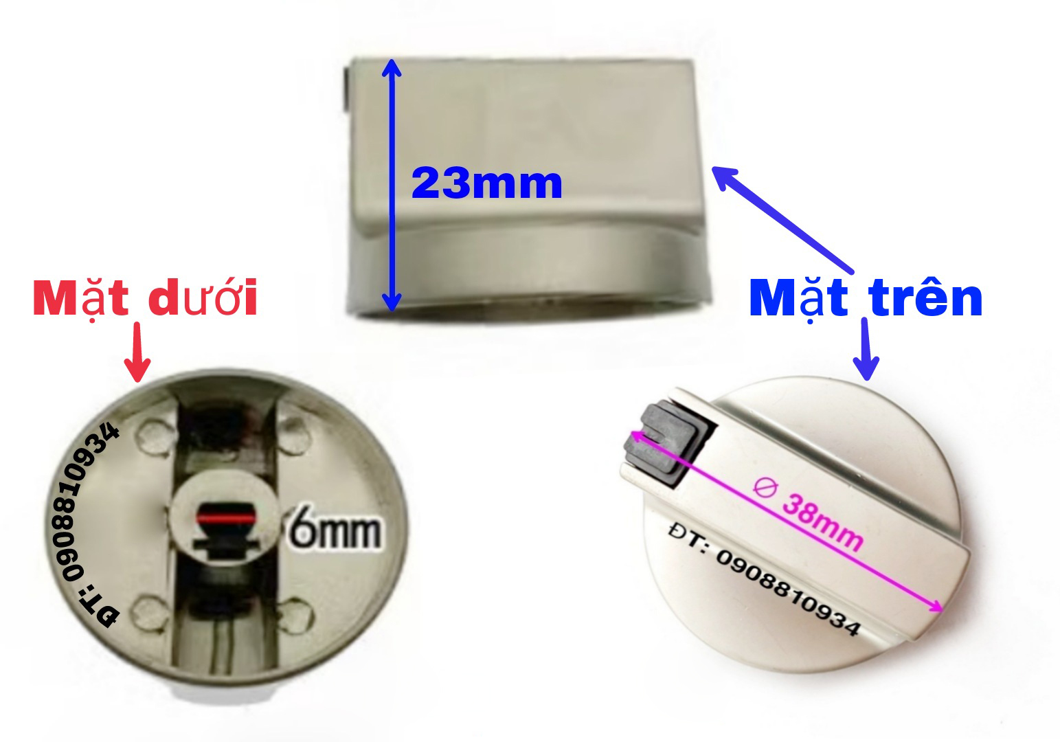 NÚM (NÚT) VẶN CỐT THẲNG LỖ 6MM BẾP GAS ÂM CANZY