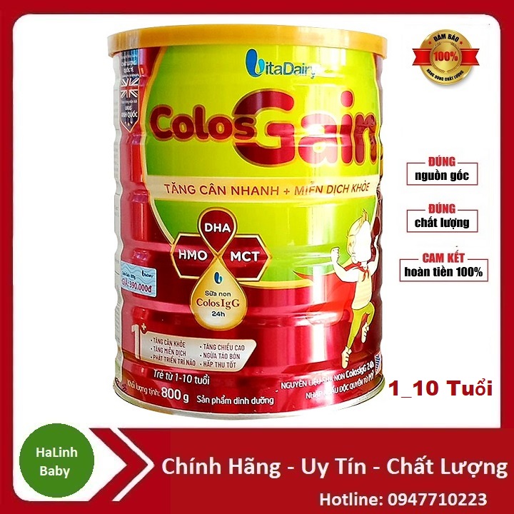(Quét mã tích xu) Sữa bột ColosGain Colos Gain 1+ 800g (Dành cho bé 1_10 Tuổi)