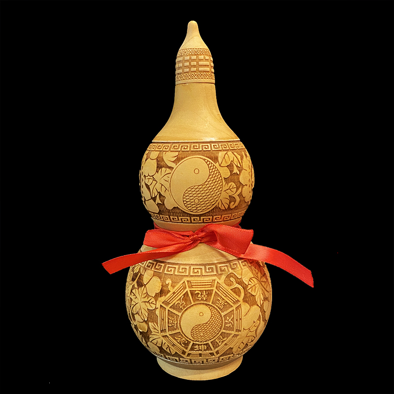 Hồ lô bát quái - gỗ đào tự nhiên
