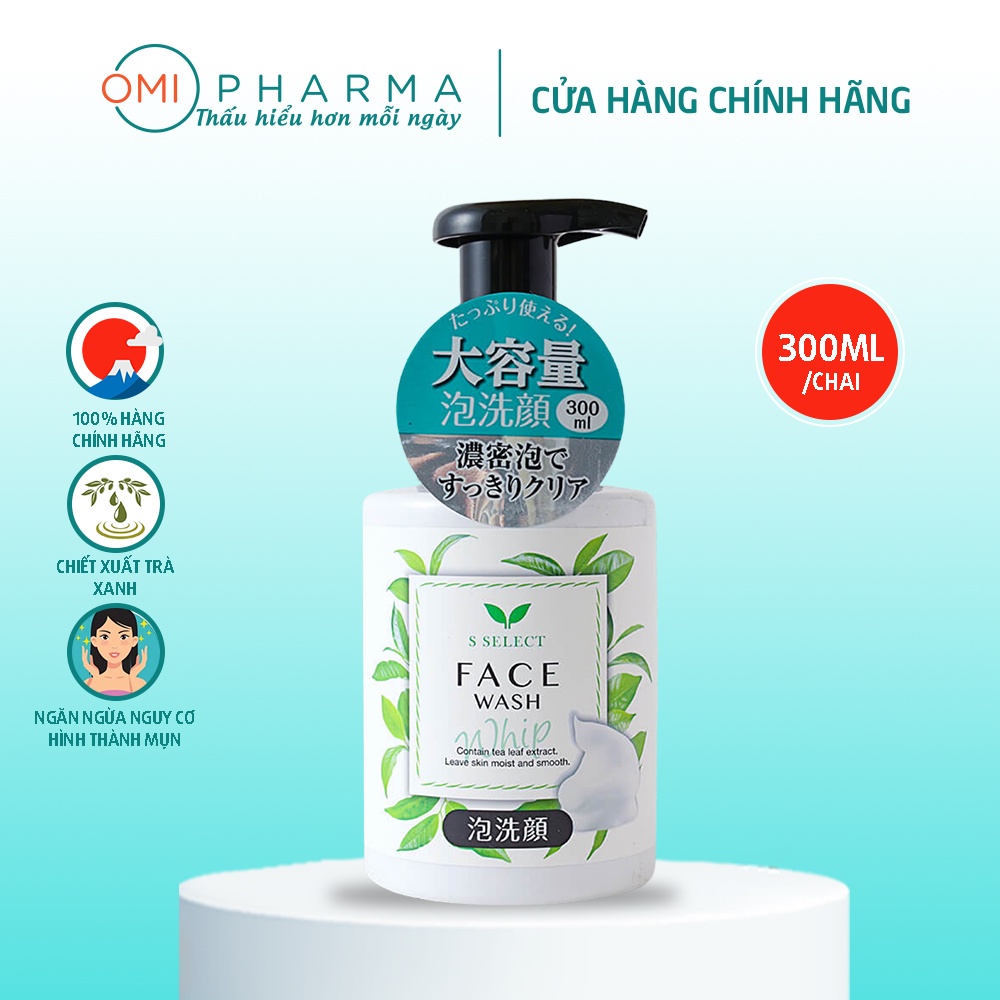 Sữa rửa mặt tạo bọt chiết xuất trà xanh s select nhật bản 300ml