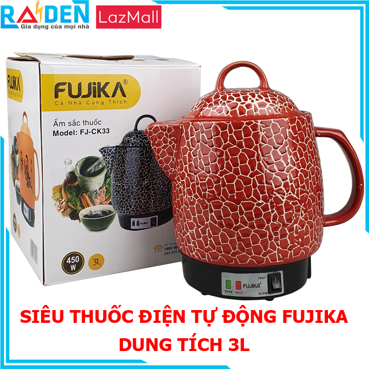 [Tự Động Ngắt] Ấm sắc thuốc 3L tự động Fujika FJ-K33 k3/k7/K8 Công Suất 450W tự động chuyển sang giữ ấm-hàng chính hãng - BH 12 tháng