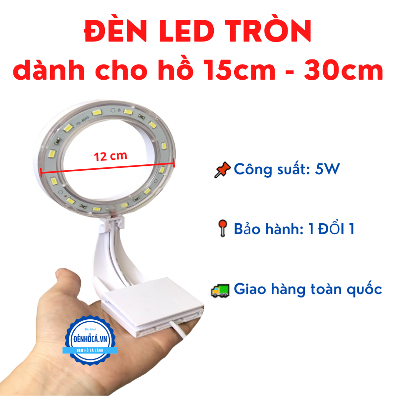 Đèn bể cá mini KẸP TRÒN dành cho hồ cá từ 20 đến 40cm
