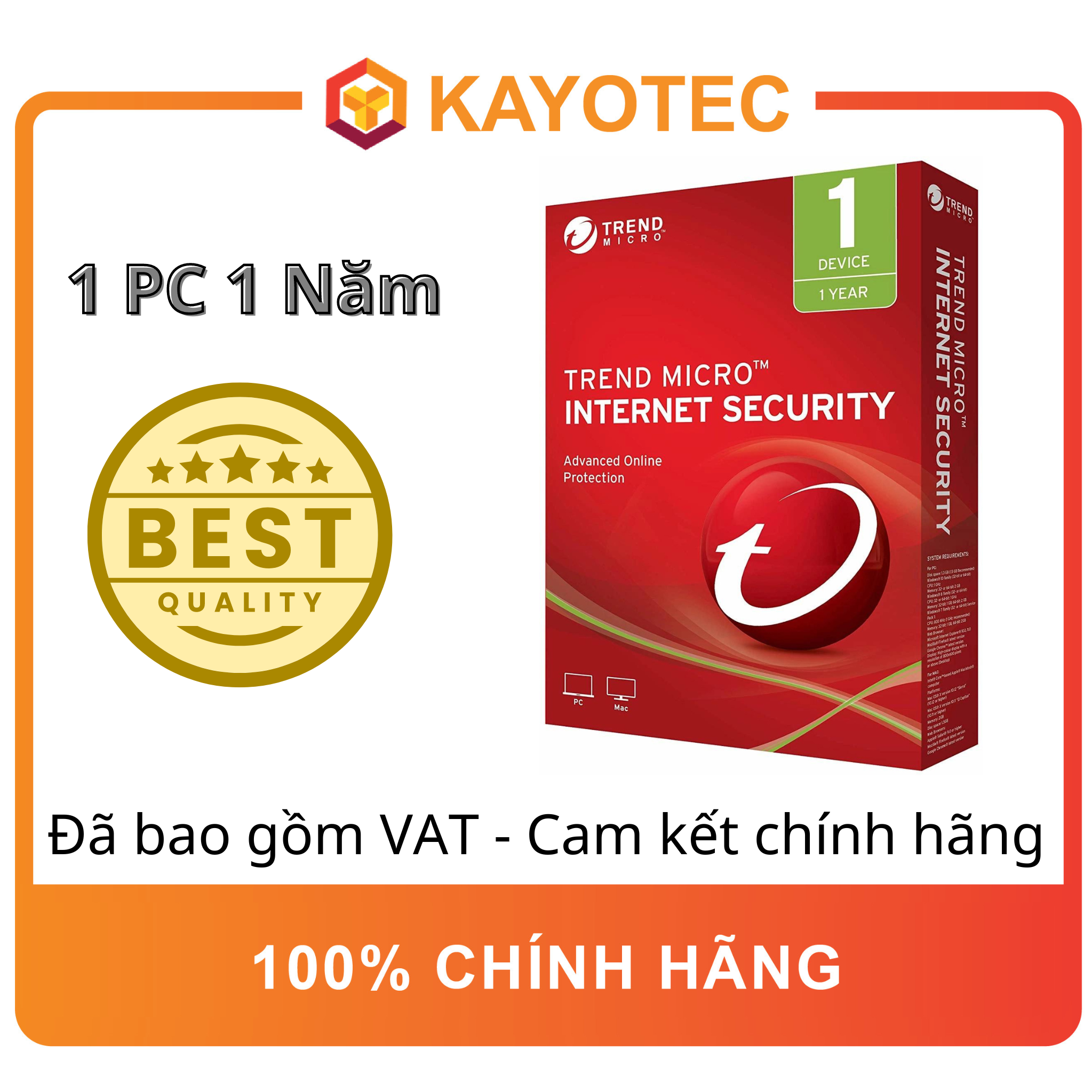 Phần mềm diệt virus Trend Micro Internet Security 1 PC 1 Year - Hàng Chính Hãng