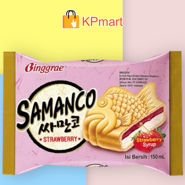 (GIAO HỎA TỐC HCM) Kem bánh cá dâu tây Binggrae Samanco Strawberry Sandwich 150ML