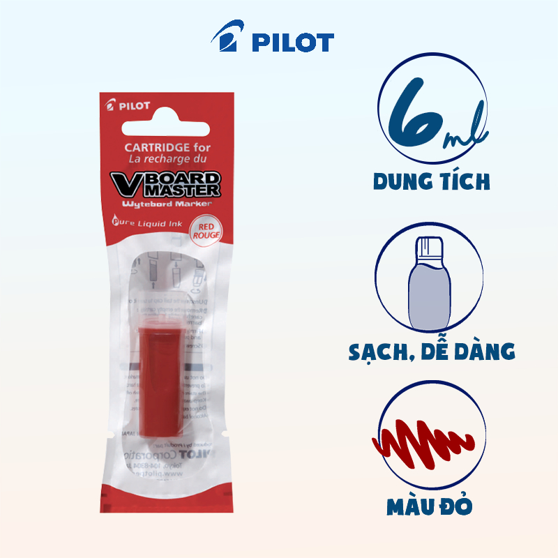 Ống mực bút lông bảng Pilot V Board Master mực đen/ xanh/ đỏ