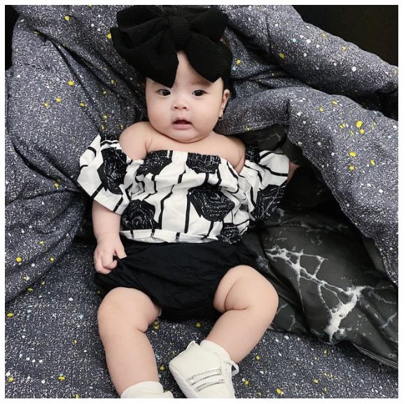 [HCM]Set áo hoa trễ vai kèm quần cho bé