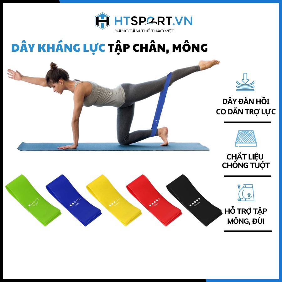 Bộ 5 Dây Miniband Ngũ Sắc Kèm Túi Dây Cao Su Miniband Đàn Hồi Kháng Lực Tập Chân Mông Phụ Kiện Tập Gym