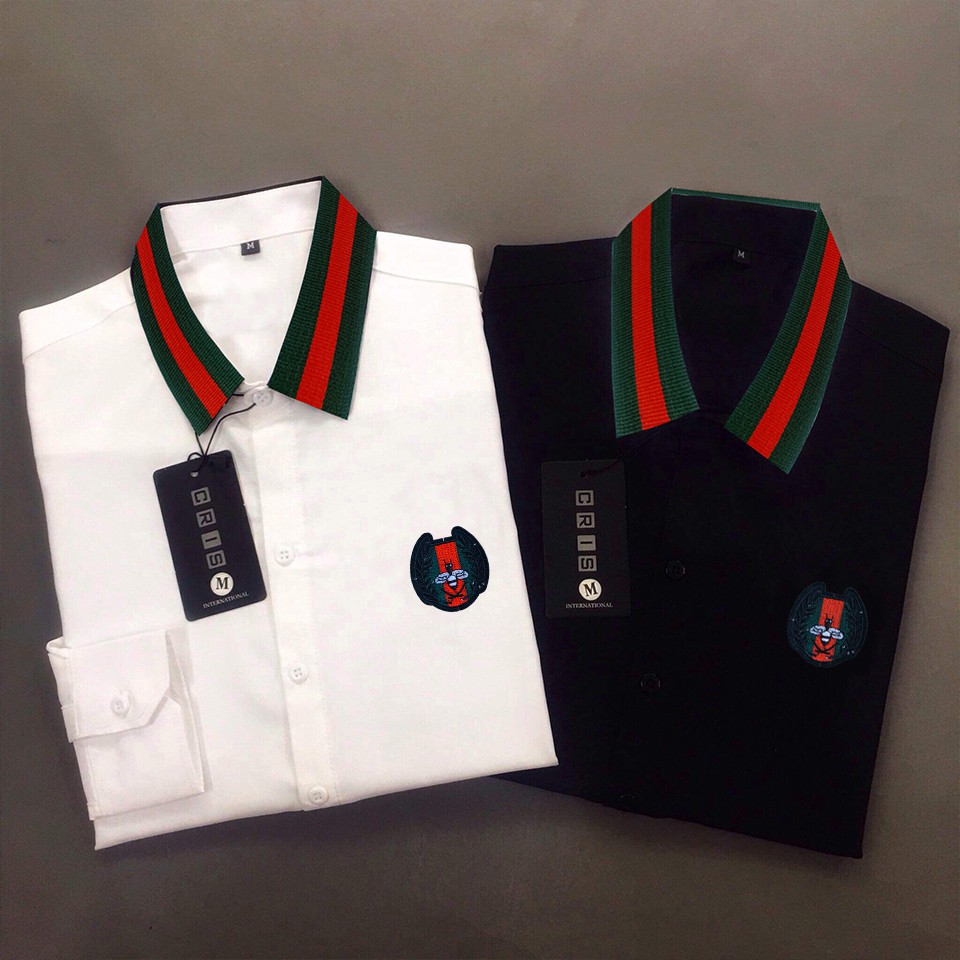 [HCM]ÁO SƠ MI NAM  LOGO CON ONG TAY DÀI CAO CẤP A53